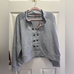 Belldini Gray Button-Up Women's Sweatshirt